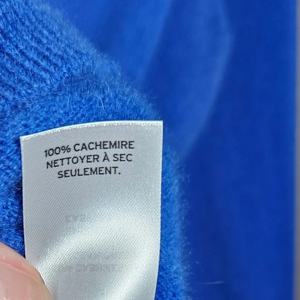 Nordstrom Cashmere Crew neck Sweater Cobalt Blue S/M Preppy Quiet Luxury - Picture 5 of 7